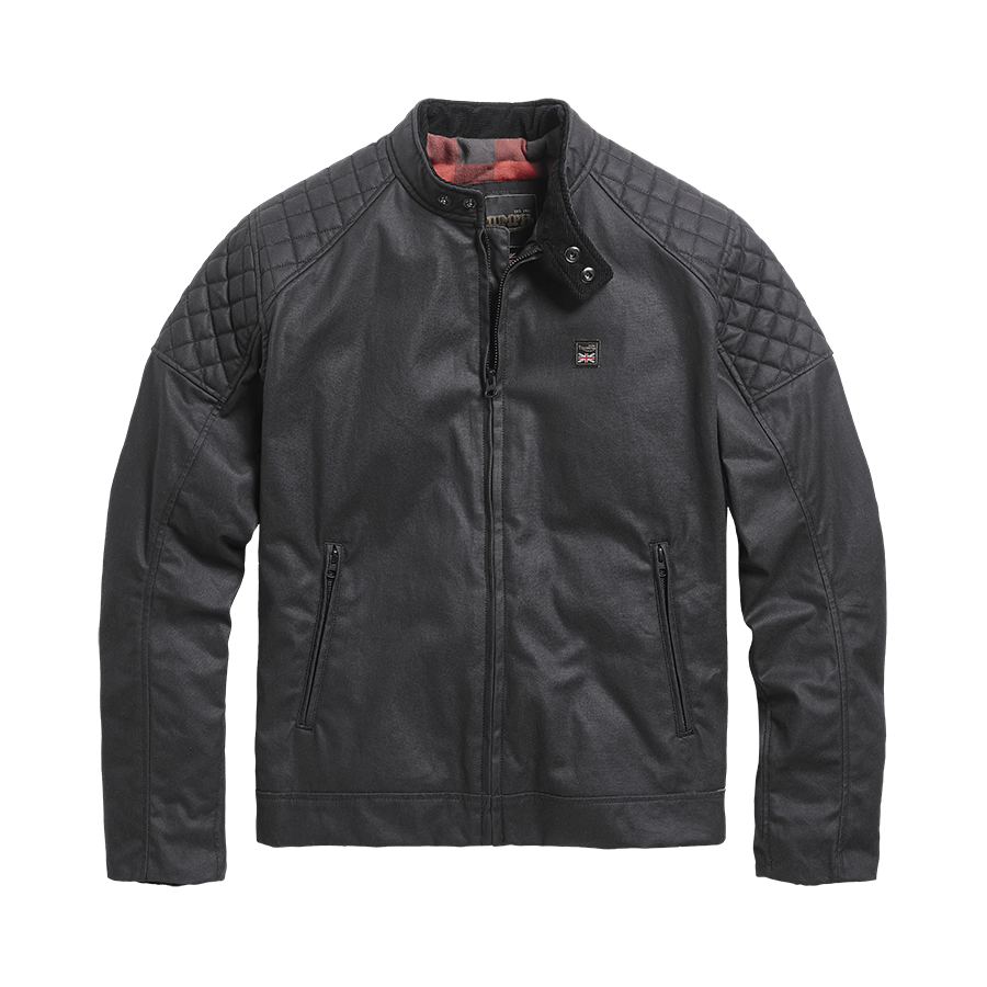 KIRK WAXED COTTON BIKER JACKET BLACK TRIUMPH Aros