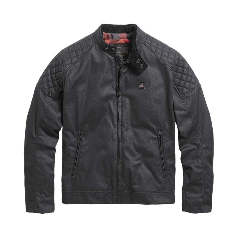 KIRK WAXED COTTON BIKER JACKET BLACK