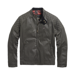 KIRK WAXED COTTON BIKER JACKET KHAKI