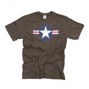 GREEN T-SHIRT AIR FORCE STAR & BARS