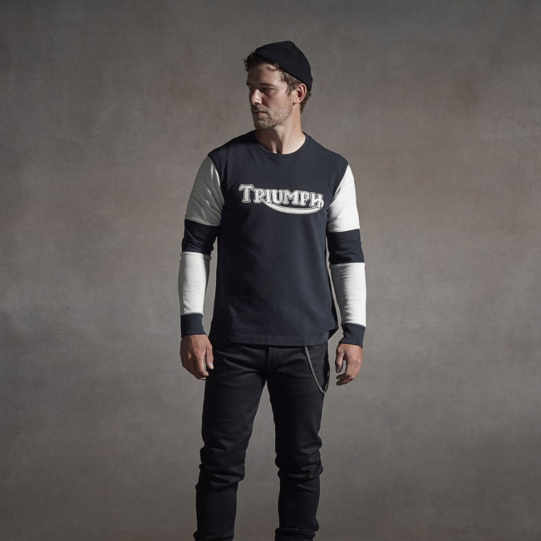 IMPERIAL DOUBLE PIQUE LONG SLEEVE TOP BLACK