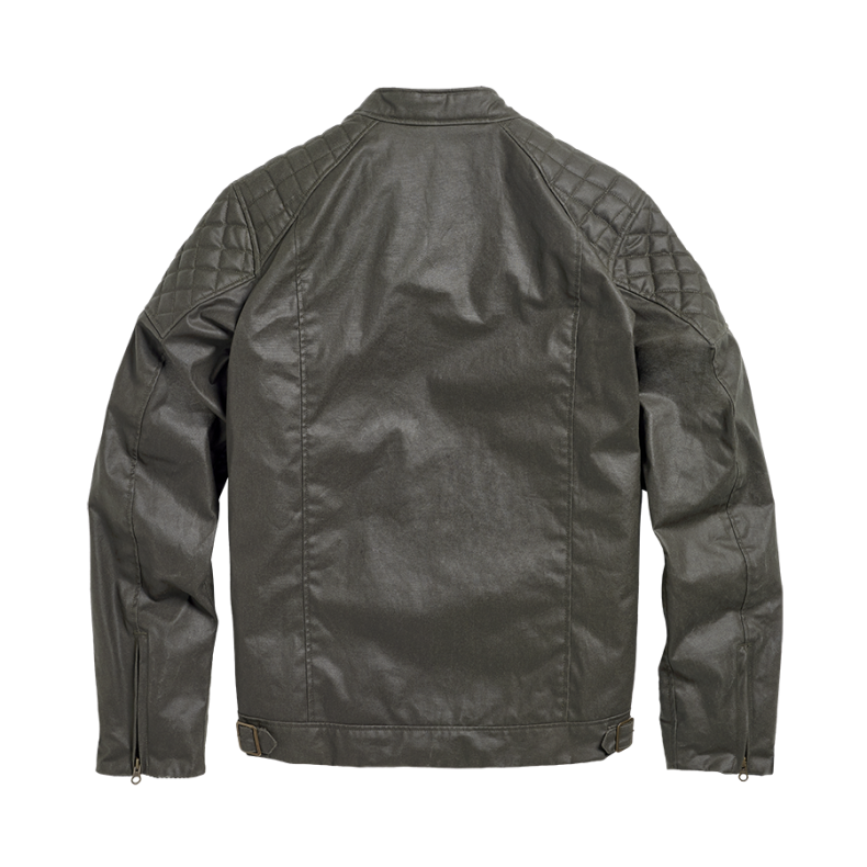 KIRK WAXED COTTON BIKER JACKET KHAKI
