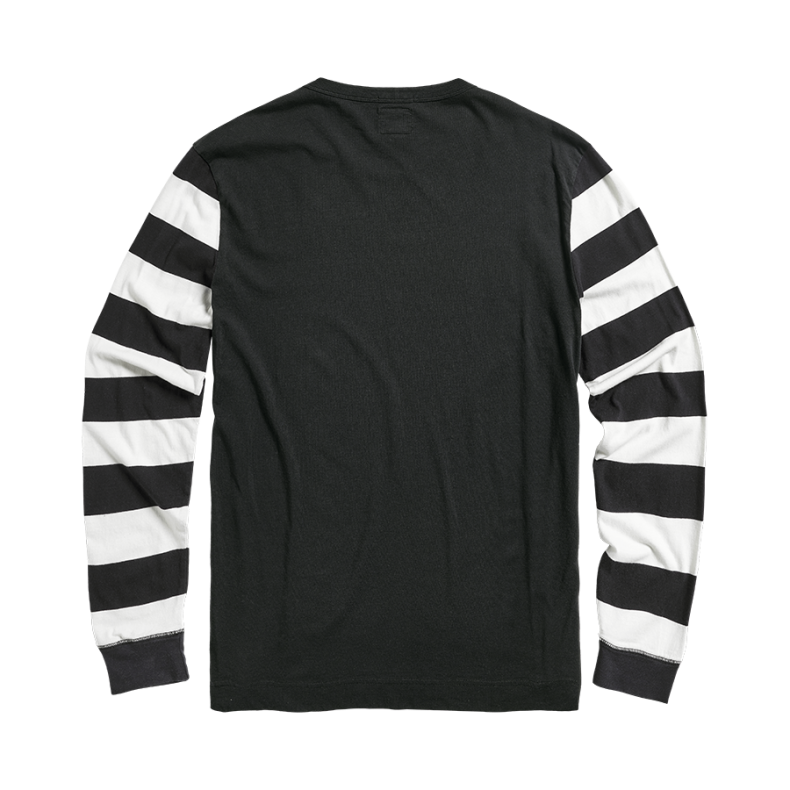 IGNITION COIL BLOCK STRIPE LONG SLEEVE CREW T-SHIRT BLACK
