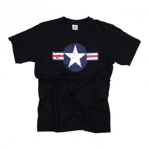 BLACK T-SHIRT AIR FORCE STAR & BARS 