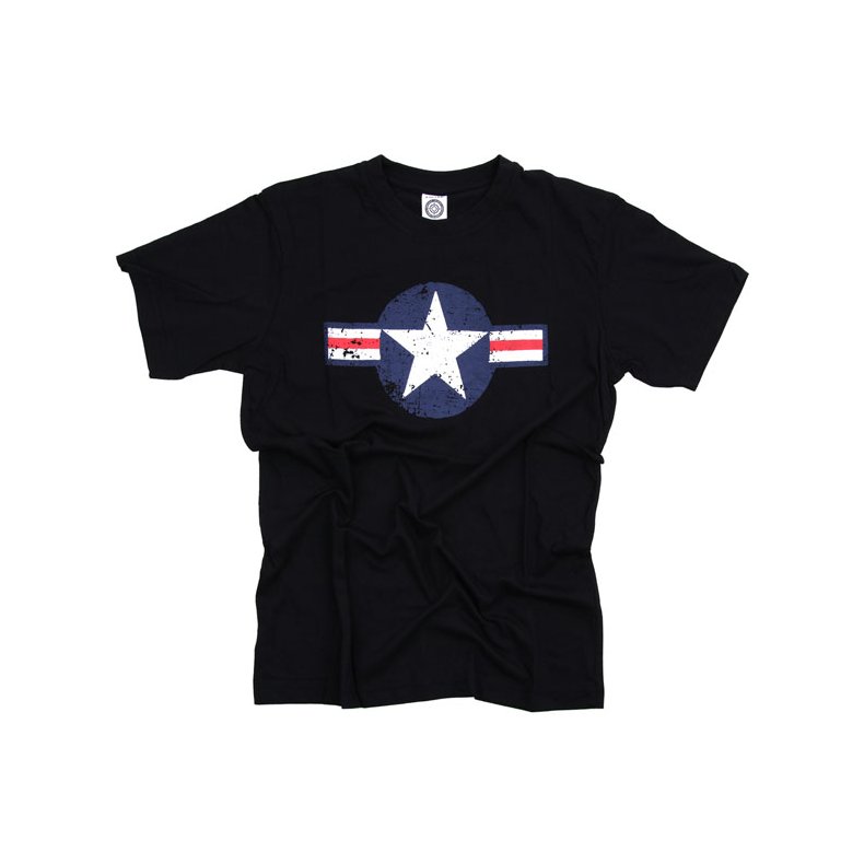 BLACK T-SHIRT AIR FORCE STAR &amp; BARS 