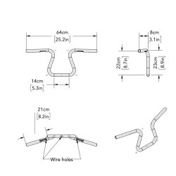 stainless steel, black, powder-coated, with knurls