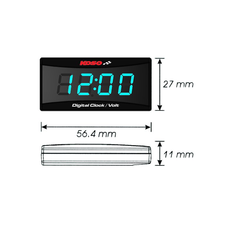 CLOCK &amp; VOLTMETER SUPER SLIM