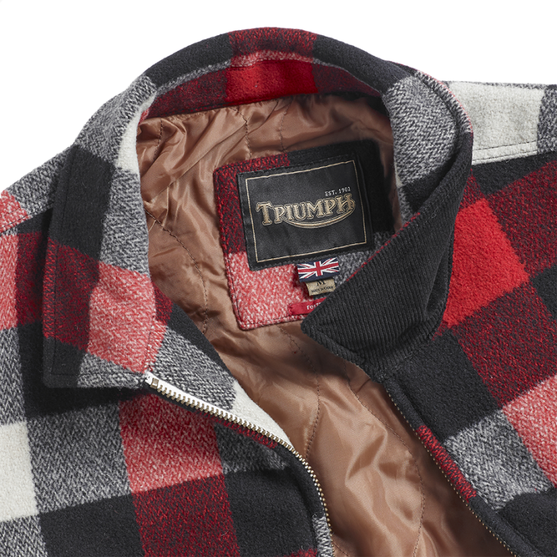 AVENHAM QUILTED CHECKED WOOL JACKET RED tilbud