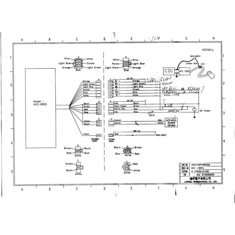 Acewell Mini Digitale Speedometer Km/h &amp; RPM - Black