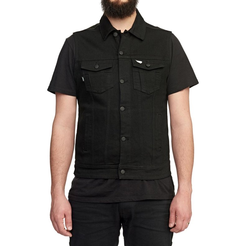 SA1NT - MOTO DENIM VEST - BLACK