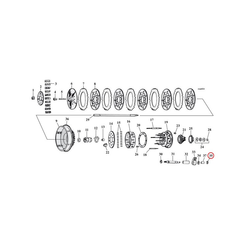 Retaining ring, clutch release finger shaft OEM replacement reference 11002.  Fits: > 70-86 4-speed 