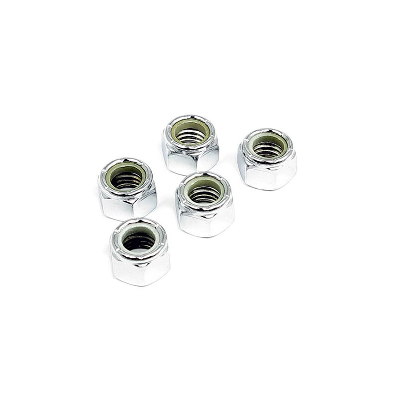 Chrome nylon locknuts 5/8 inch-18 73-02 Big Twin, XL Sportster (REAR); L88-02 SPRINGER (front)