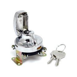 FL style ignition switch. 5-pole, flat key, chrome Chrome plated. 5-pole.  36-72 FL 