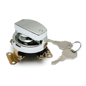 FL STYLE IGNITION SWITCH. 6-POLE, FLAT KEY, CHROME 