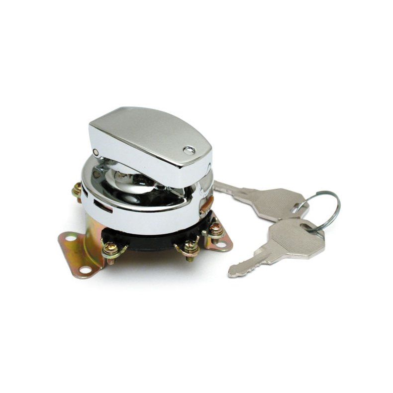 FL STYLE IGNITION SWITCH. 6-POLE, FLAT KEY, CHROME 