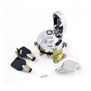 FL STYLE IGNITION SWITCH. 5-POLE, ROUND KEY, CHROME