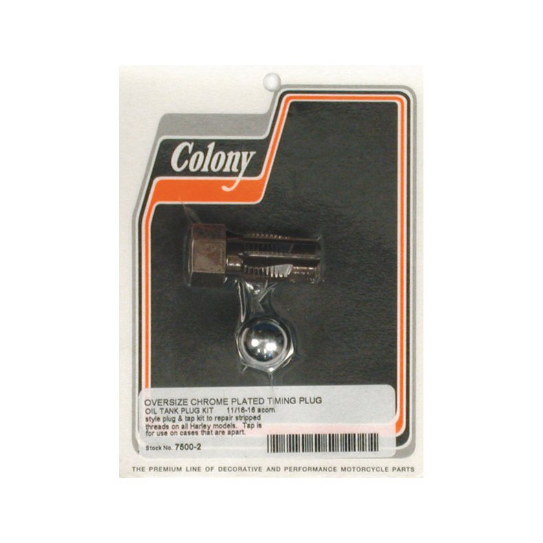 Colony, oversize timing/drain plug &amp; tap kit. Acorn Chrome plated acorn head.