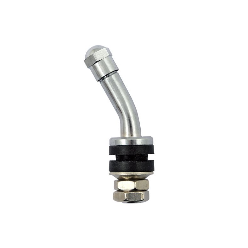 SCREW-IN TUBELESS VALVE STEM. ACORN CAP 45 degree angled. For .453" (11.85mm) small holes.