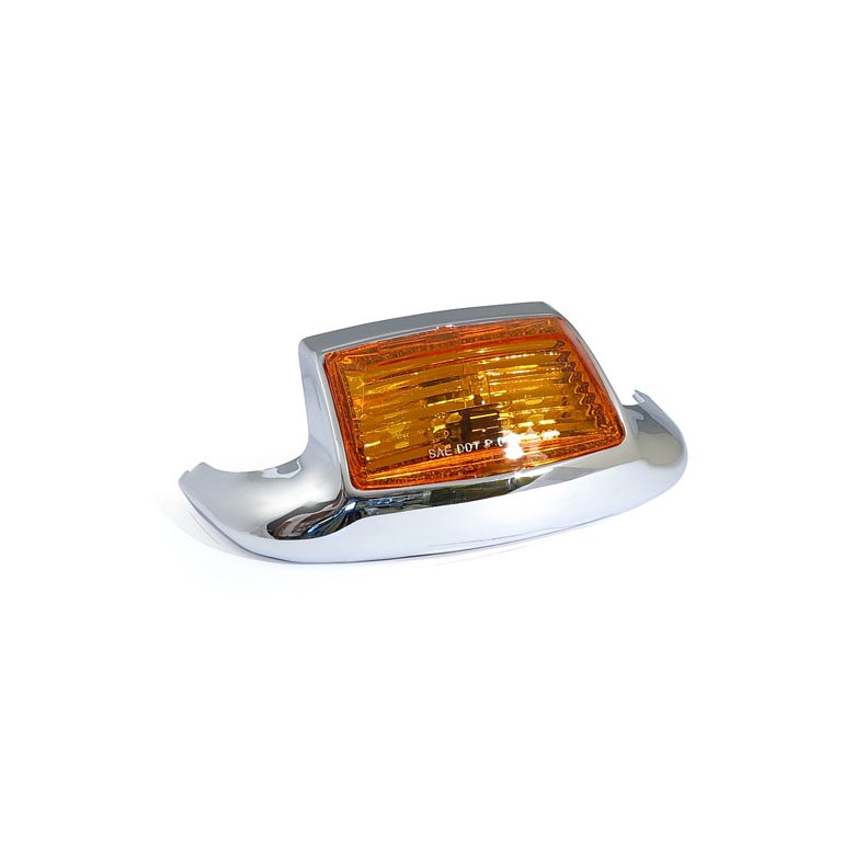 FRONT FENDER TIP W\LIGHT. AMBER LENS WITH 12V CLEAR BULB  Fits: > 80-13 FL, FLT; 86-17 FLST 