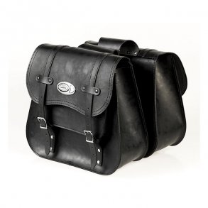 LEDRIE, REINFORCED RIGID LEATHER SADDLEBAG SET.