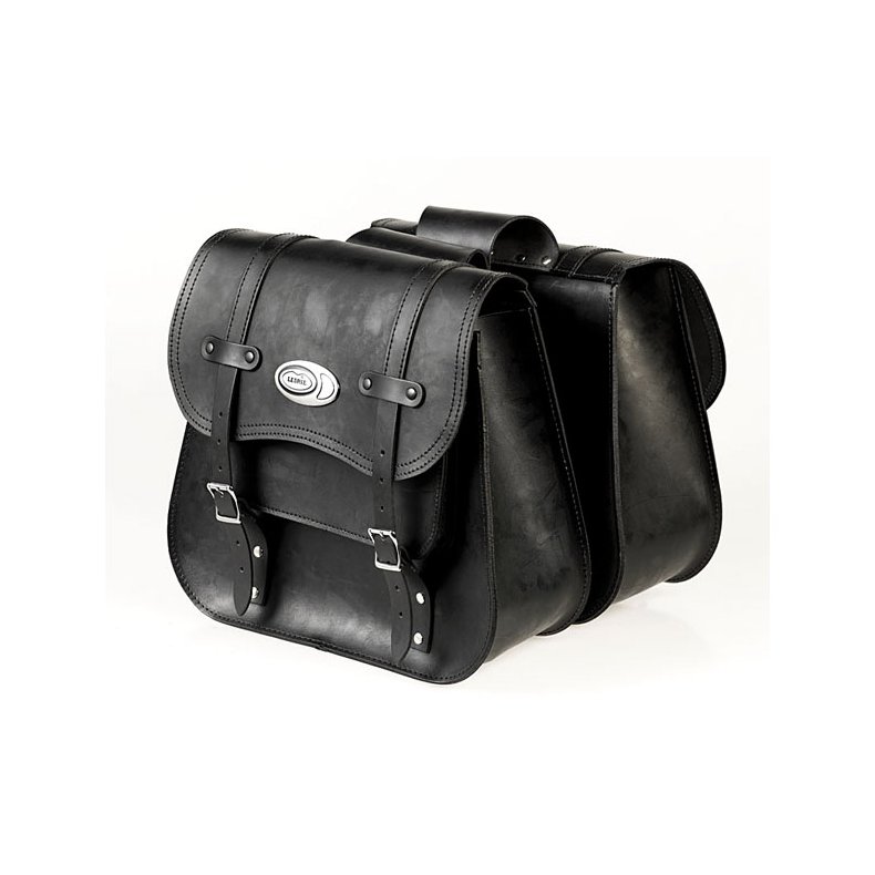 LEDRIE, REINFORCED RIGID LEATHER SADDLEBAG SET.