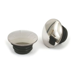GASCAP SET, DOMED MATT ALUMINUM Fits: > 96-17 H-D