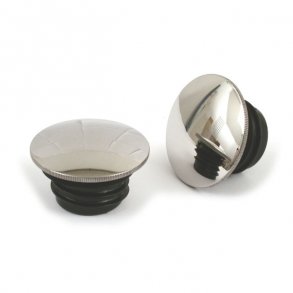 STAINLESS STEEL GASCAP SET, DOMED POLISHED STAINLESS Fits: > 82-95 H-D(NU) (EXCL. FLT)