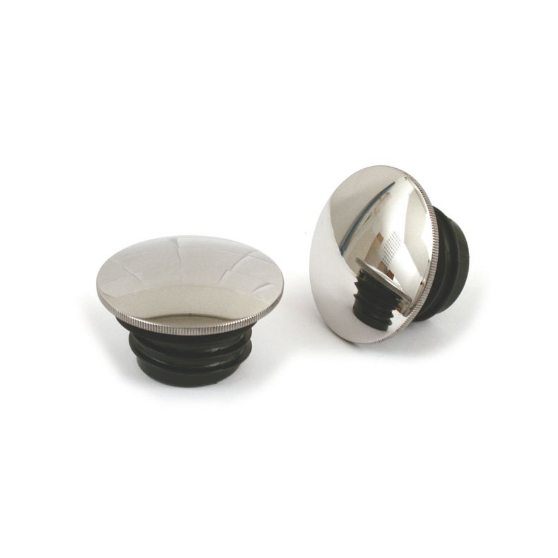 STAINLESS STEEL GASCAP SET, DOMED POLISHED STAINLESS Fits: > 82-95 H-D(NU) (EXCL. FLT)