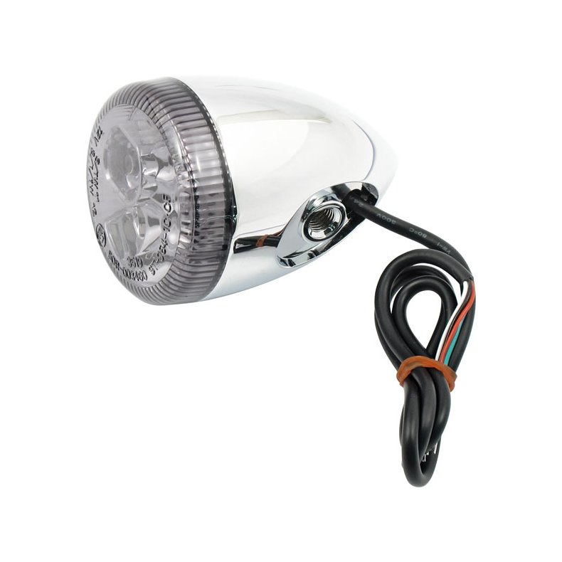 3-1 LED BULLET TAILLIGHT / TURN SIGNAL WITHOUT STUD; BLACK; SMOKE LENS 