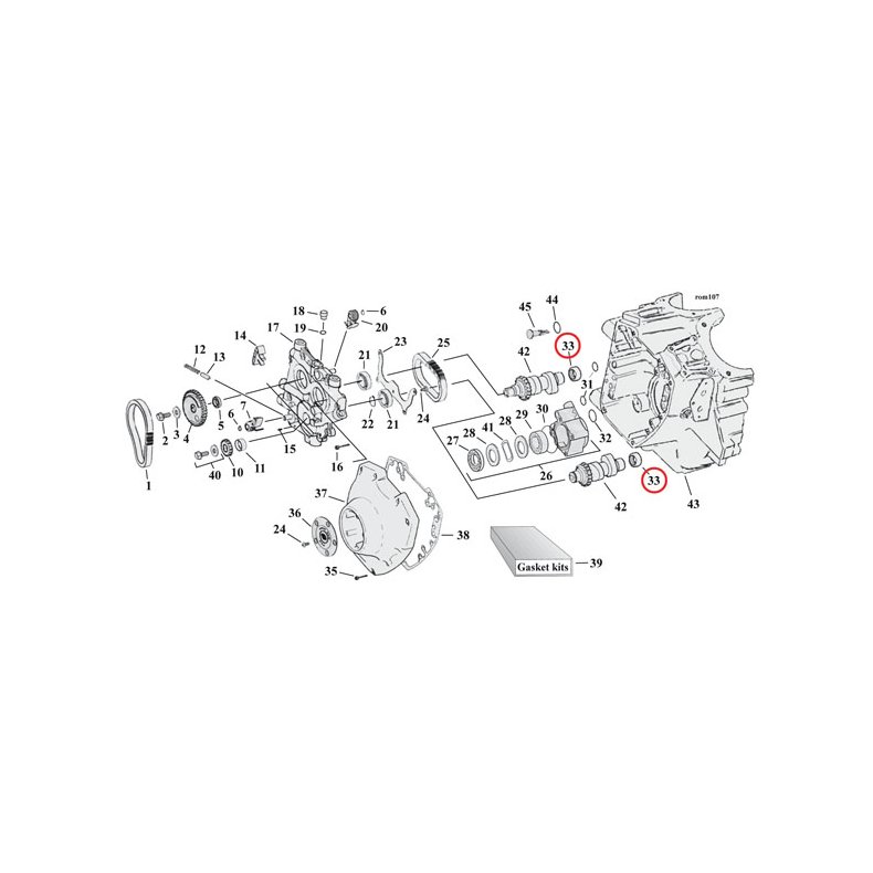 S&S, CAMSHAFT NEEDLE BEARING. INNER, FRONT/REAR 