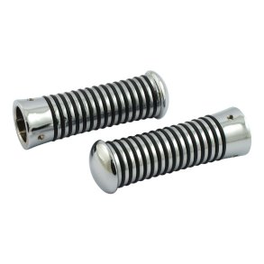 Handlebar grip set, Sundance o-ring Chrome plated cast aluminum with black rubber o-rings. 