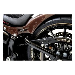 CULT-WERK, UPPER BELT GUARD. BLACK Black powder coated steel. 08-17 Softail