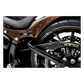 CULT-WERK, UPPER BELT GUARD. BLACK Black powder coated steel. 08-17 Softail