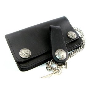 AMIGAZ BLACK LEATHER BIKER CHAIN WALLET 