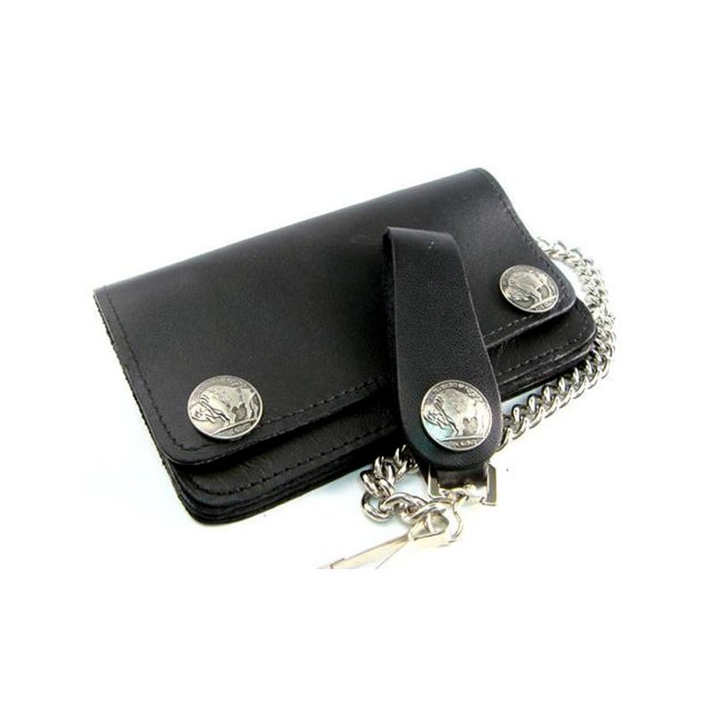 AMIGAZ BLACK LEATHER BIKER CHAIN WALLET 