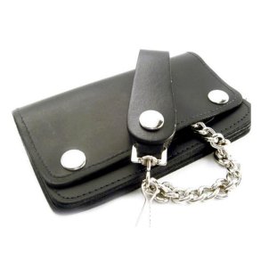 AMIGAZ BLACK LEATHER BIKER CHAIN WALLET 
