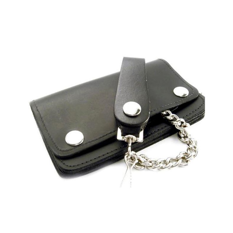 AMIGAZ BLACK LEATHER BIKER CHAIN WALLET 