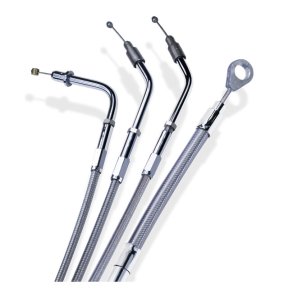 Barnett,throttle cable std Braided clearcoat, 32 inch outer cable length  Fits: > 90-95 Big Twin