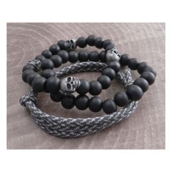 AMIGAZ PARACORD &amp; SKULL BEAD BRACELET SET