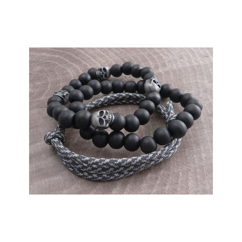 AMIGAZ PARACORD &amp; SKULL BEAD BRACELET SET