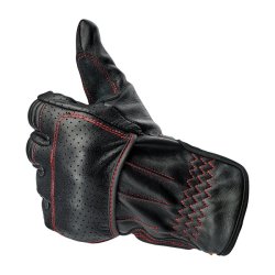 BILTWELL BELDEN GLOVES BLACK/REDLINE CE APPR.