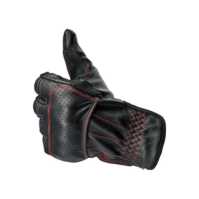 BILTWELL BELDEN GLOVES BLACK/REDLINE CE APPR.