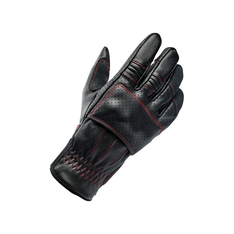 BILTWELL BORREGO GLOVES BLACK/REDLINE CE APPR.