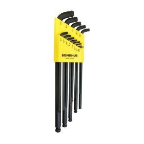 BONDHUS, STUBBY ALLEN HEAD / BALL-END WRENCH SET, US SIZES Quality hex key set with black ProGuard 