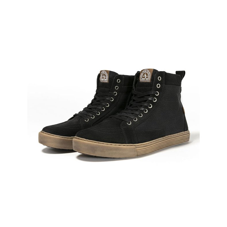 JOHN DOE MOTORCYCLE KEVLAR SNEAKERS. NEO BLACK/ BROWN CE APPR.