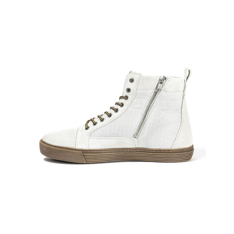 JOHN DOE MOTORCYCLE KEVLAR SNEAKERS. NEO WHITE/ BROWN CE APPR.