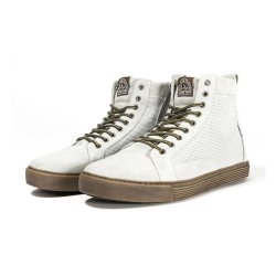 JOHN DOE MOTORCYCLE KEVLAR SNEAKERS. NEO WHITE/ BROWN CE APPR.