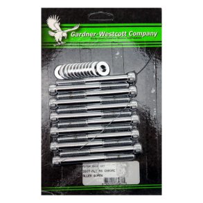 GW, MOTOR CASE SCREW KIT. CHROME Chrome plated allen head bolts.  Fits: > 17-20 M8 Touring