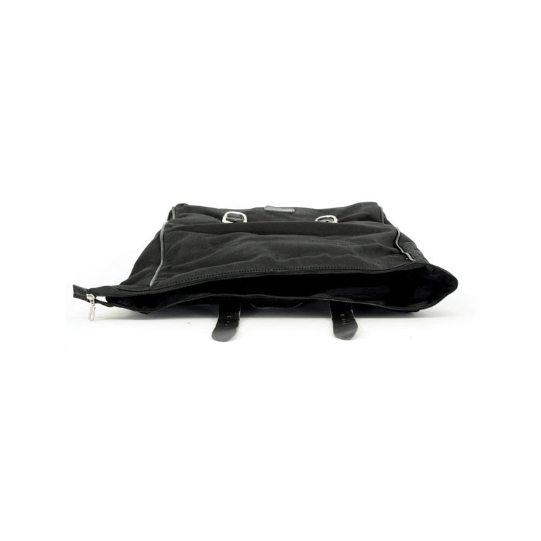 Twin 650 Saddeltaske lder. Longride, 'Old Chopper' waxed cotton saddlebag. Black Large. 