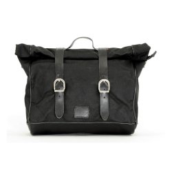 Twin 650 Saddeltaske lder. Longride, 'Old Chopper' waxed cotton saddlebag. Black Large. 